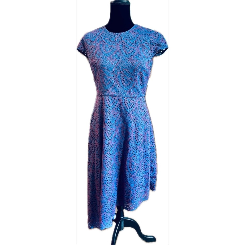 Banana Republic Blue & Red Lace Midi Dress